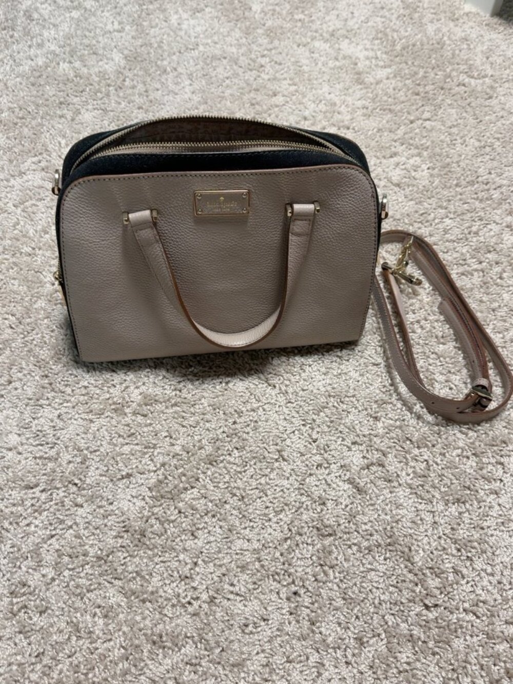 Kate Spade Taupe & Black Leather Crossbody